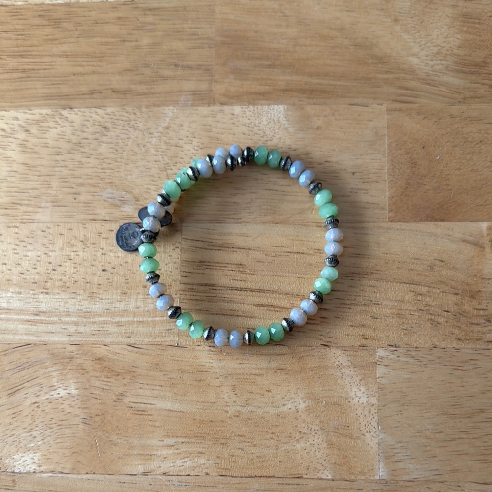 Alex and Ani Vintage 66 Wrapped Mint and Silver Bracelet